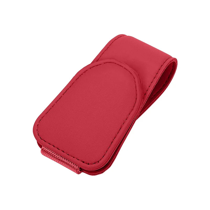 Glasses Holder Clip for Car Auto Sun Visor Eyeglass Universal Eyeglass Hanger Clip PU Leather Magnetic Multi-Function Storage