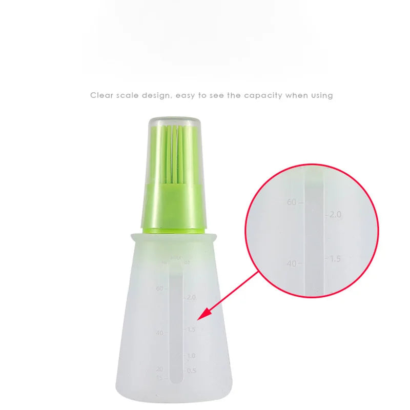 1 Pcs Portable Silicone Oil Bottle with Brush Grill Oil Brushes Liquid Oil Pastry Kitchen Baking BBQ Tool Kitchen Tools for BBQ