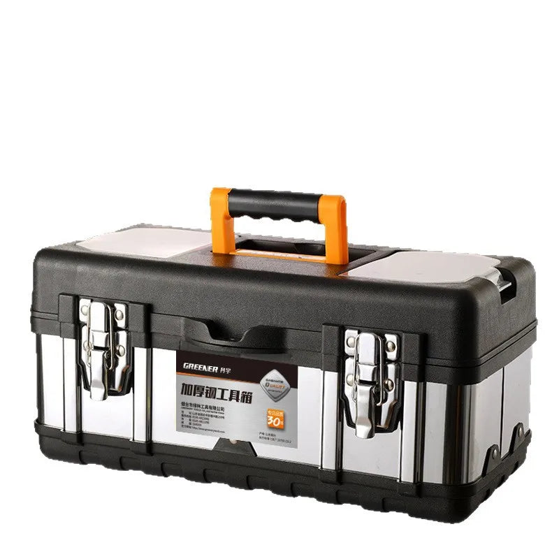 Heavy Duty Stainless Steel Toolbox Large Capacity Portable Hard Case for Electricians and Workshop Tools Tool Box Tool Chest