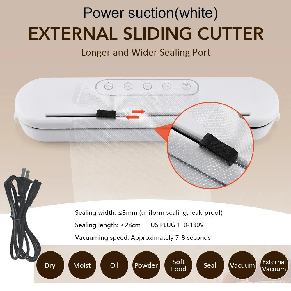 280/200mm 110/220V Heat Seal Machine Household Impulse Vacuum & Power Suction Food Meat Plastic Bag Sealer Kitchen Fruit Storage