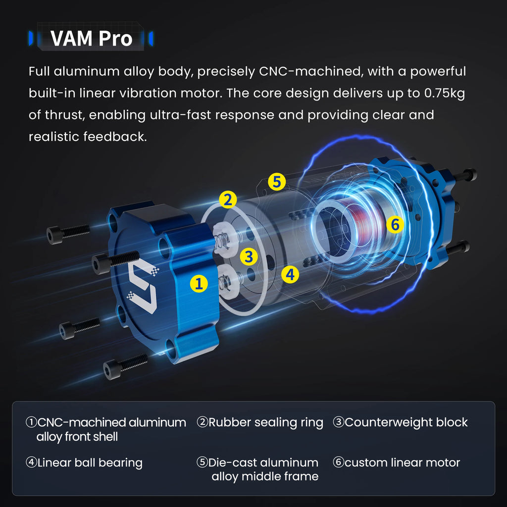 SIMSONN VAM and VAM Pro Linear Motor Vibration Feedback Haptic Reactor for the Pro X Ultra or Plus X Pedals (No Control Box)