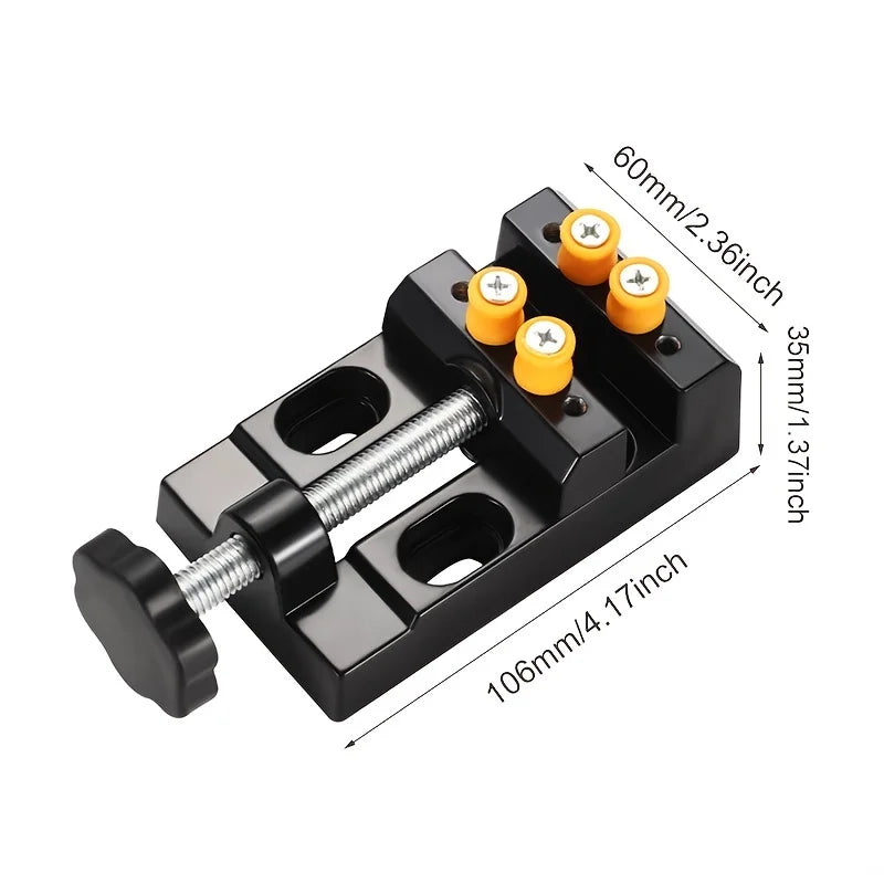 Mini Universal Flat Clamp with Parallel Table Pliers for Watch Repair, Sculpture Craftsmanship Jewelry Black/Orange