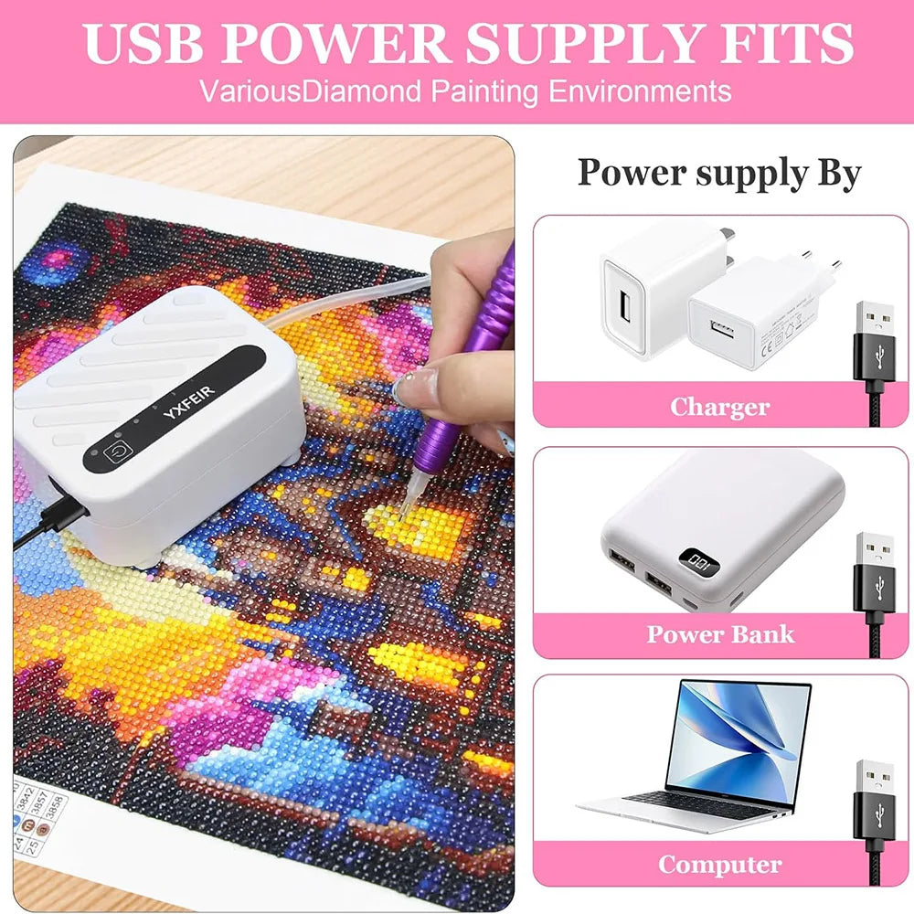 Electric Diamond Painting Vacuum Pen Tools Kit USB Powered Suction Stylus Accessories DIY 5D Mosaic Embroidery Art Pencil Set ﻿