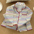 Women's Fashion Cute Plus Size Pajama Sets Comfort Casual Long-Sleeve Cardigan Lapel Top and Long Pants Two-Piece Set Loungewear