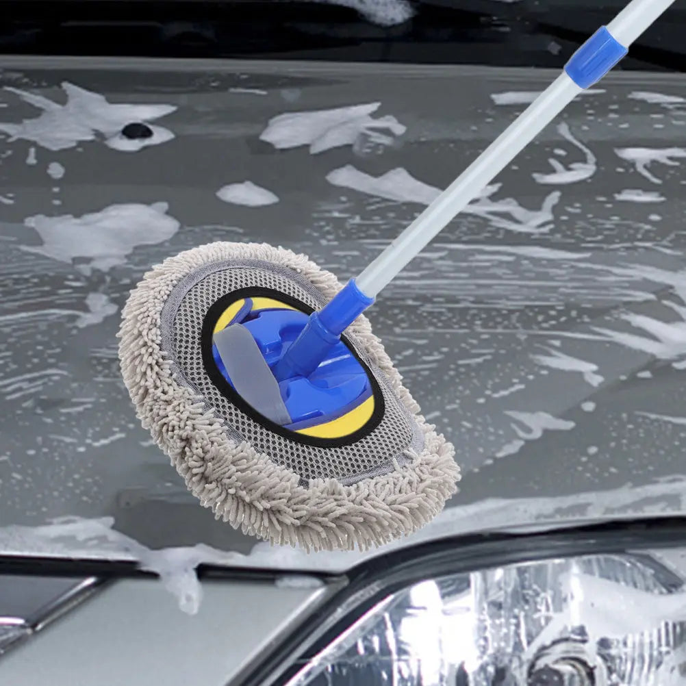 2Pcs Soft Chenille Car Wash Brush Head Replacement for Curved Stretchable Car Wash Mop Dense Fiber Cleaning Tool for Cars Trucks