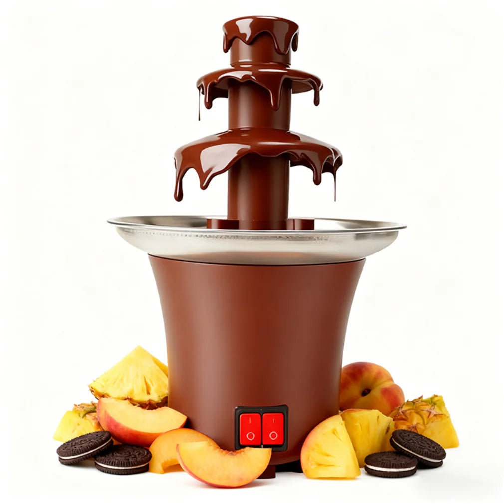 2026 New 3 Layer Chocolate Fountain 10oz Capacity Household Electric Chocolate Fondue Machine for Candy Cheese Melting
