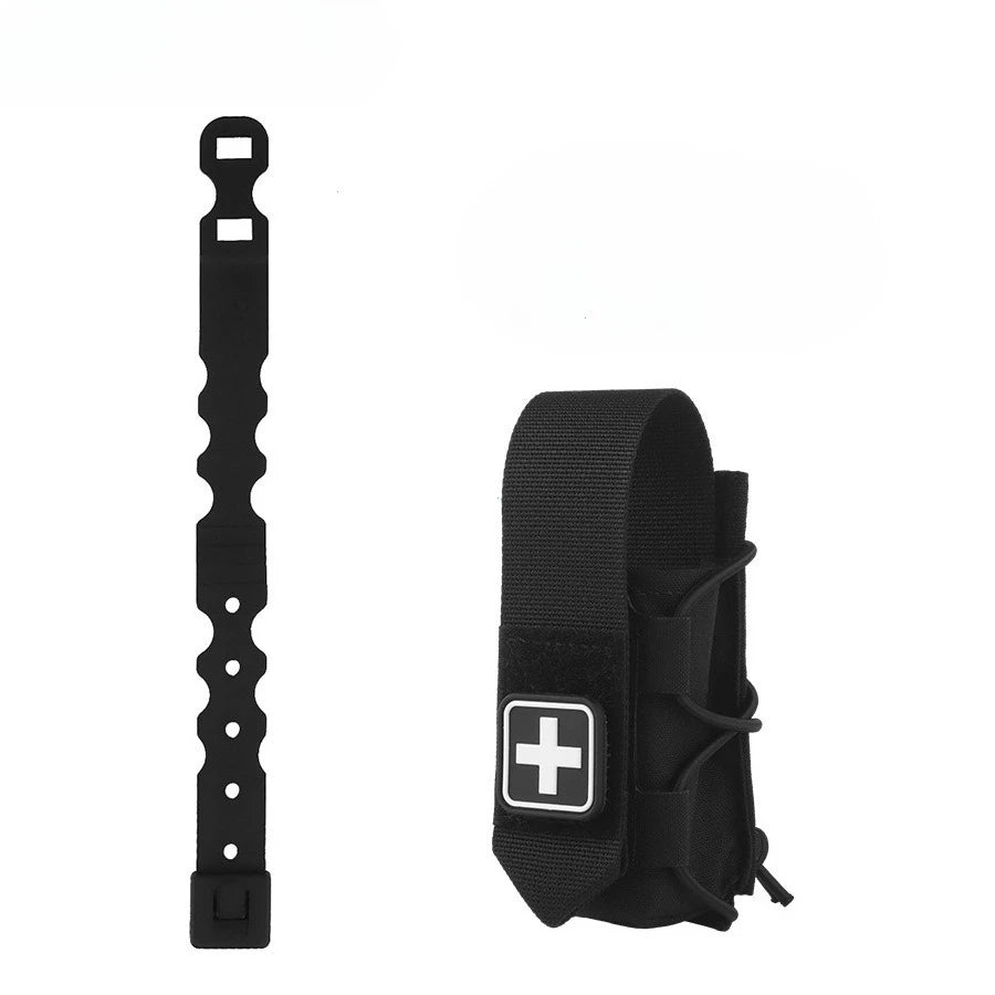 Molle Tourniquet Holder IFAK TQ Holder Tactical Medical Pouch Holster First Aid Kit Cross Patch/Bungee Cord With Tourniquet