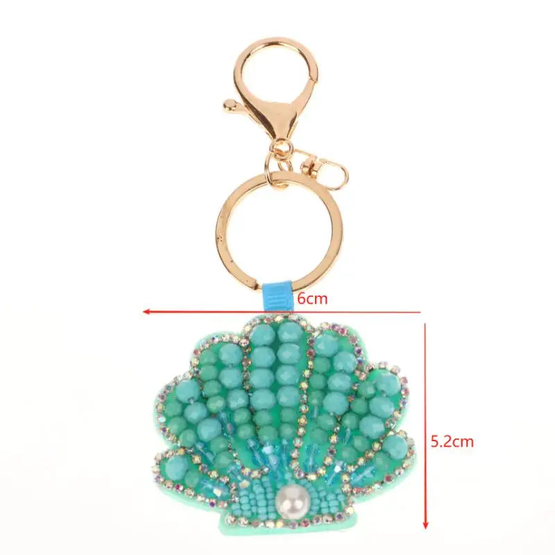 B*1Pc Rhinestone Lobster Beaded Pendant Pretty Hand Sewn Bag Charms Crab Shells Turtle Hanging Rope Patches Applique Bag Lanyard
