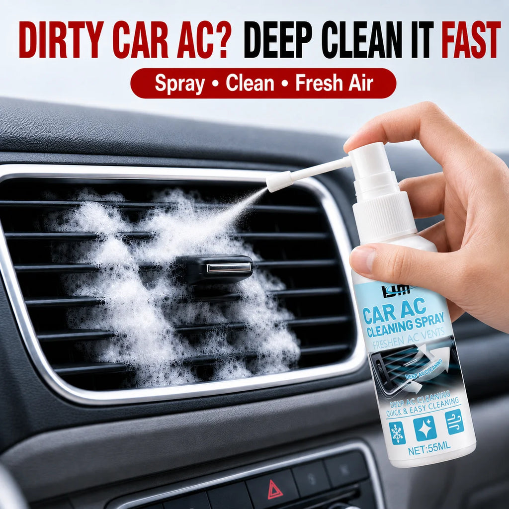KJM Car AC Vent Cleaner Spray Dual Spray Nozzle Freshening Formula Dust Odor Remover Deep Clean For Vehicle Air Conditioner