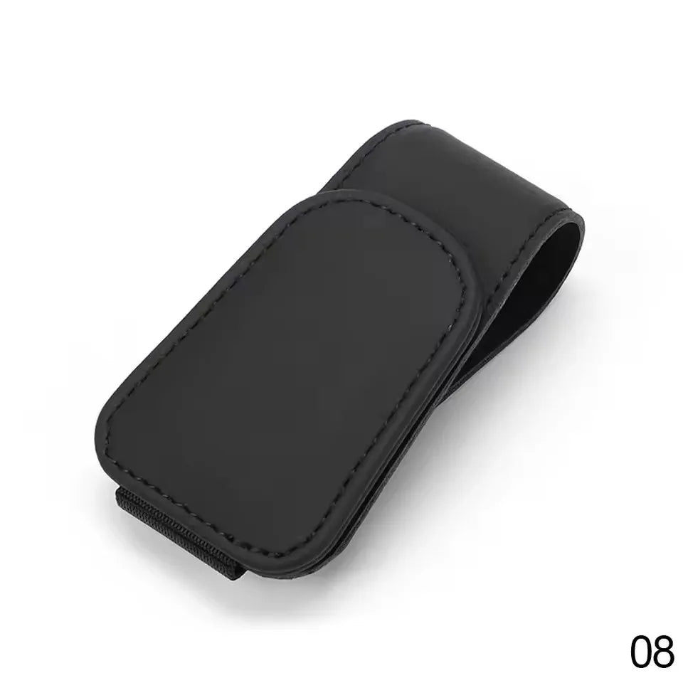Universal Car Auto Sun Visor Eyeglass Hanger Clip Leather Glasses Holder Magnetic Multi-Function Automobile Accessories Storage