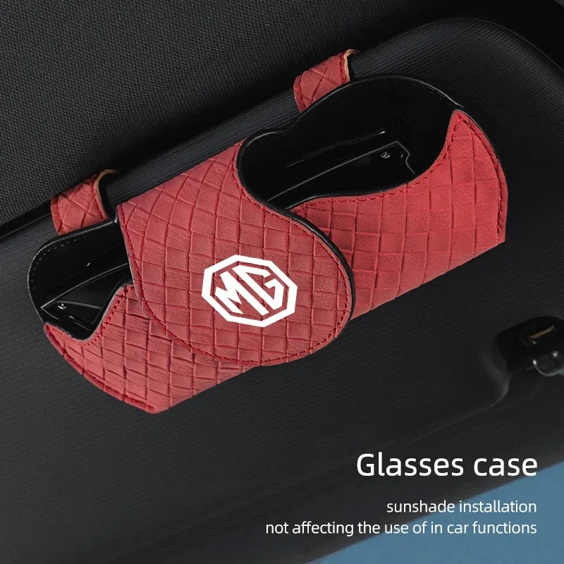 1Pc Woven Suede Car Sun Visor Sunglasses Holder for MG ZS EV HS EHS PHEV MG3 MG4 MG5 MG6 MG7 GT Dual Slot Eyeglass Storage Case