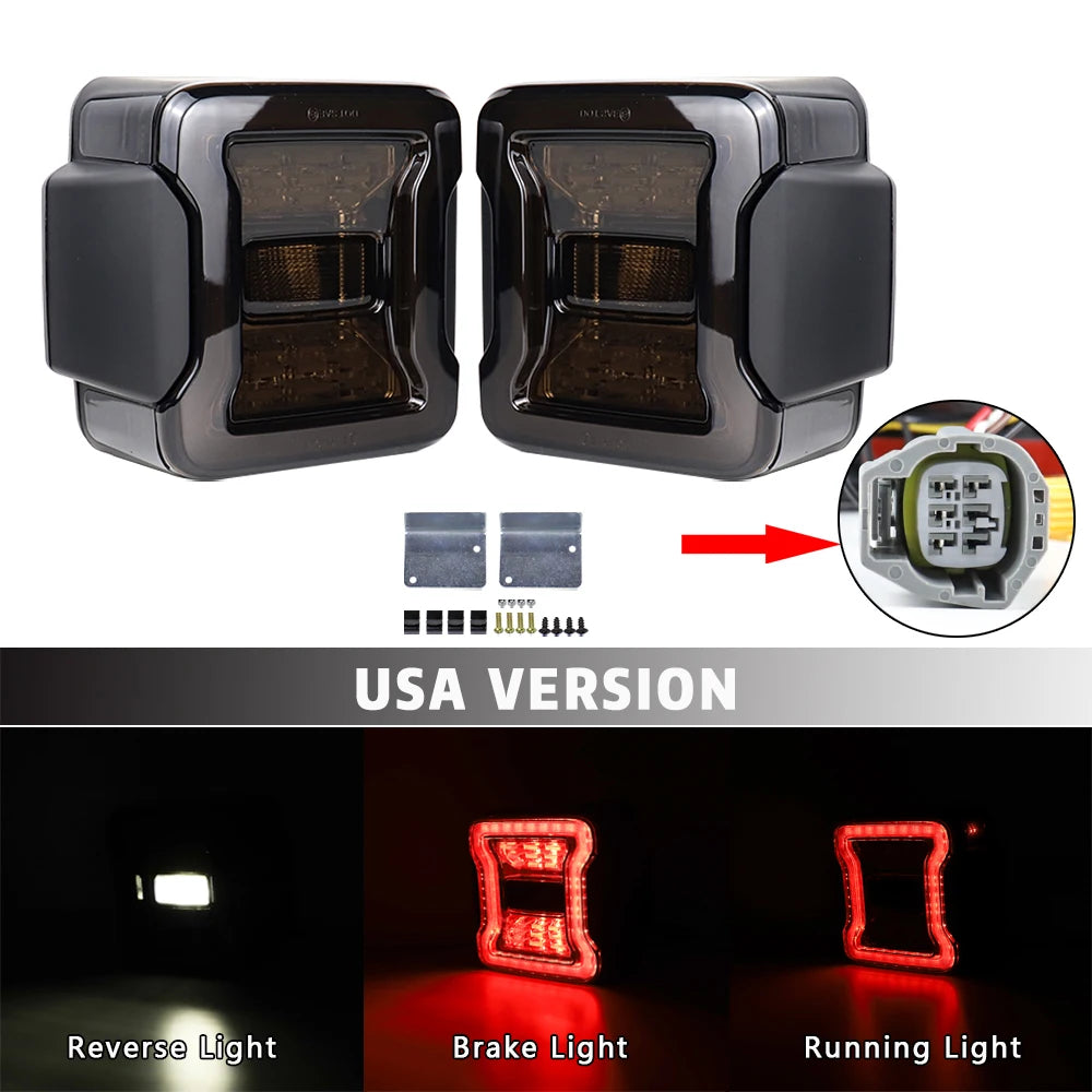 2x For Jeep Wrangler JK 2007-2017 LED Tail Lights Reverse Brake Running Lamp Rear DRL