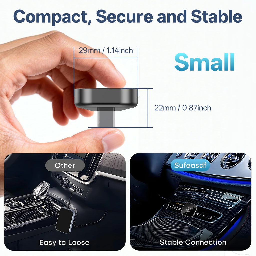 USB C Wireless CarPlay & Android Auto Adapter, Wired to Wireless Dongle，Compatible with iPhone & Android Smartphones.