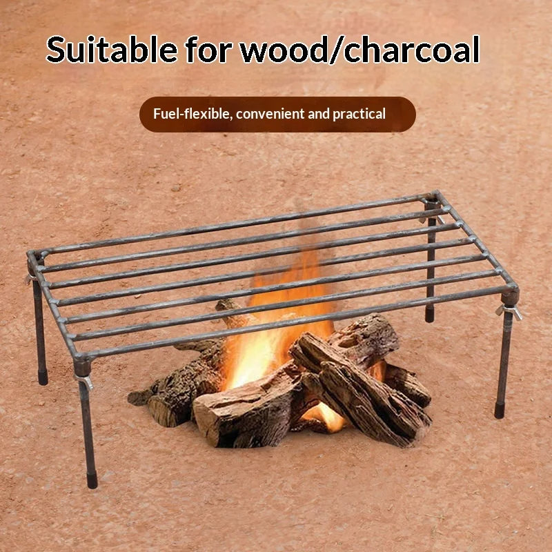 Outdoor Firewood Pot Rack Picnic Barbecue Smoked Bacon Detachable BBQ Rack for Camping And Gardening
