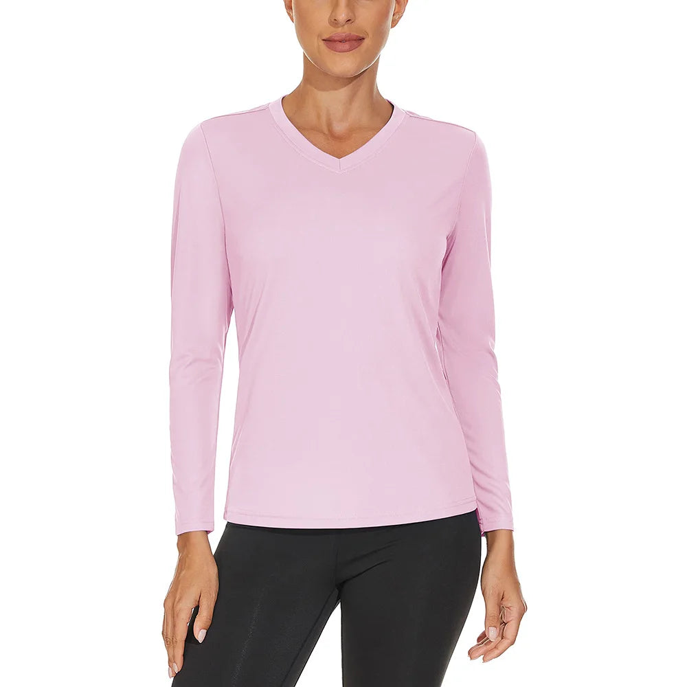 KEFITEVD UPF 50+ Women Long Sleeve T-shirts UV Sun Protection Outdoor Sport T Shirt Moisture Wicking Camping Hiking T-Shirts Tee