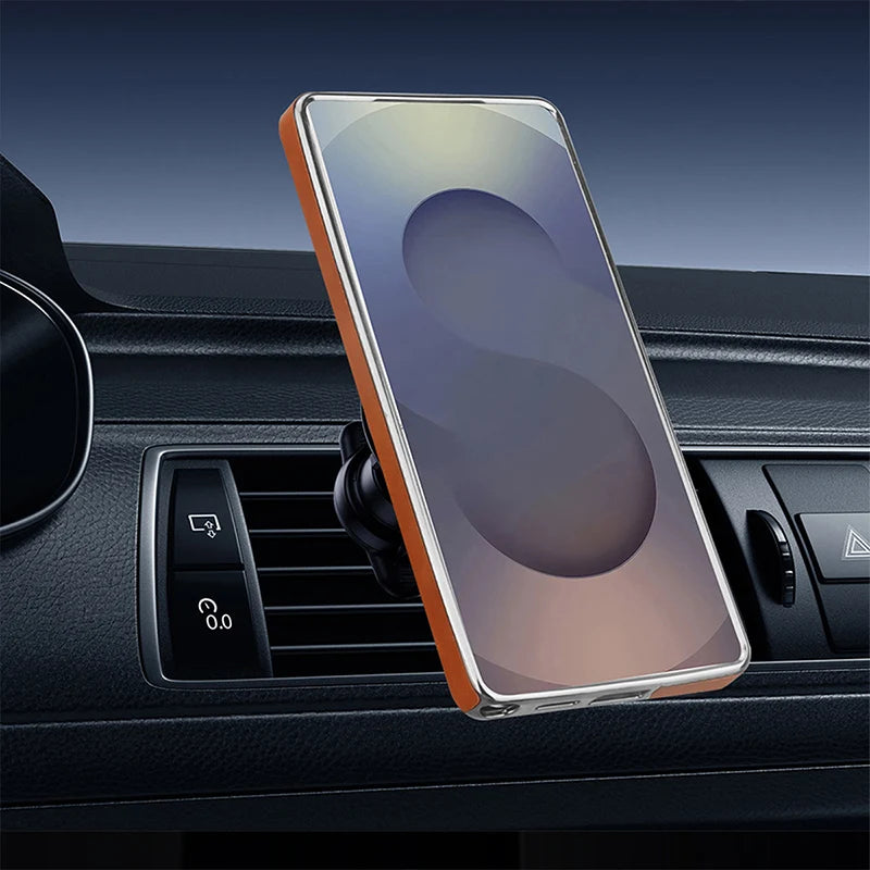 360 ° Rotating Bracket Leather Case,For Samsung Galaxy S24 S23 S25 Ultra S25Edge Wireless Charging Phone Protective Back Cover