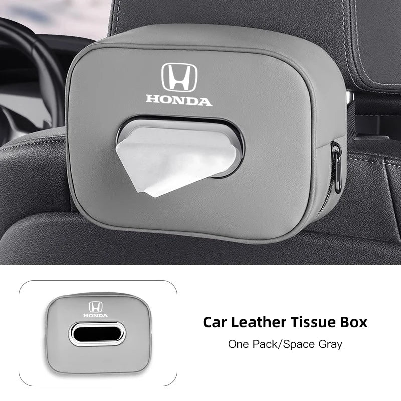 Leather Car Tissue Box Holder Rear Seat Storage Bag for Honda Civic Fit Jazz Accord Pilot CRV Odyssey Passport City Shuttle HRV