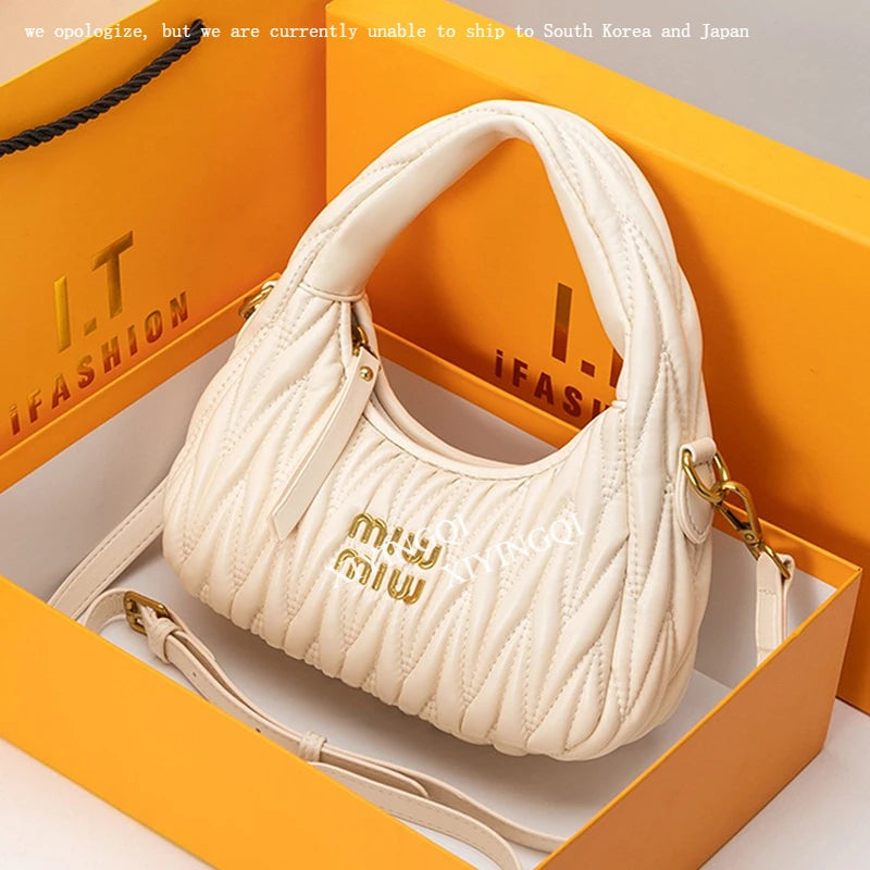 2026 New Wrinkle Wrist Crescent Bag, Niche Light Luxury Underarm Bag, High-End Bowling Bag