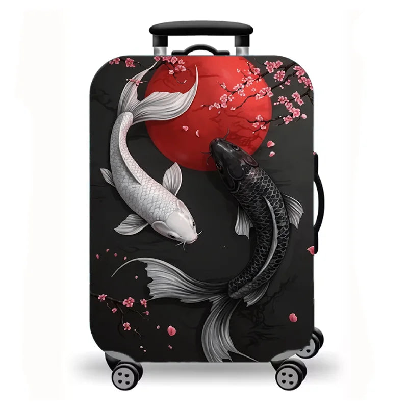 Luggage Cover, Ocean Animal Print Stretch Suitcase Protector for Travel, 5 Styles Koi Dolphin Cat Design