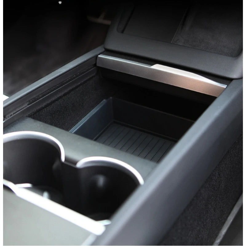 For Tesla Model Y Juniper/YL Center Console Armrest Storage Box Set Non-Slip Cup Pads Organizer Trays Car Interior Accessories