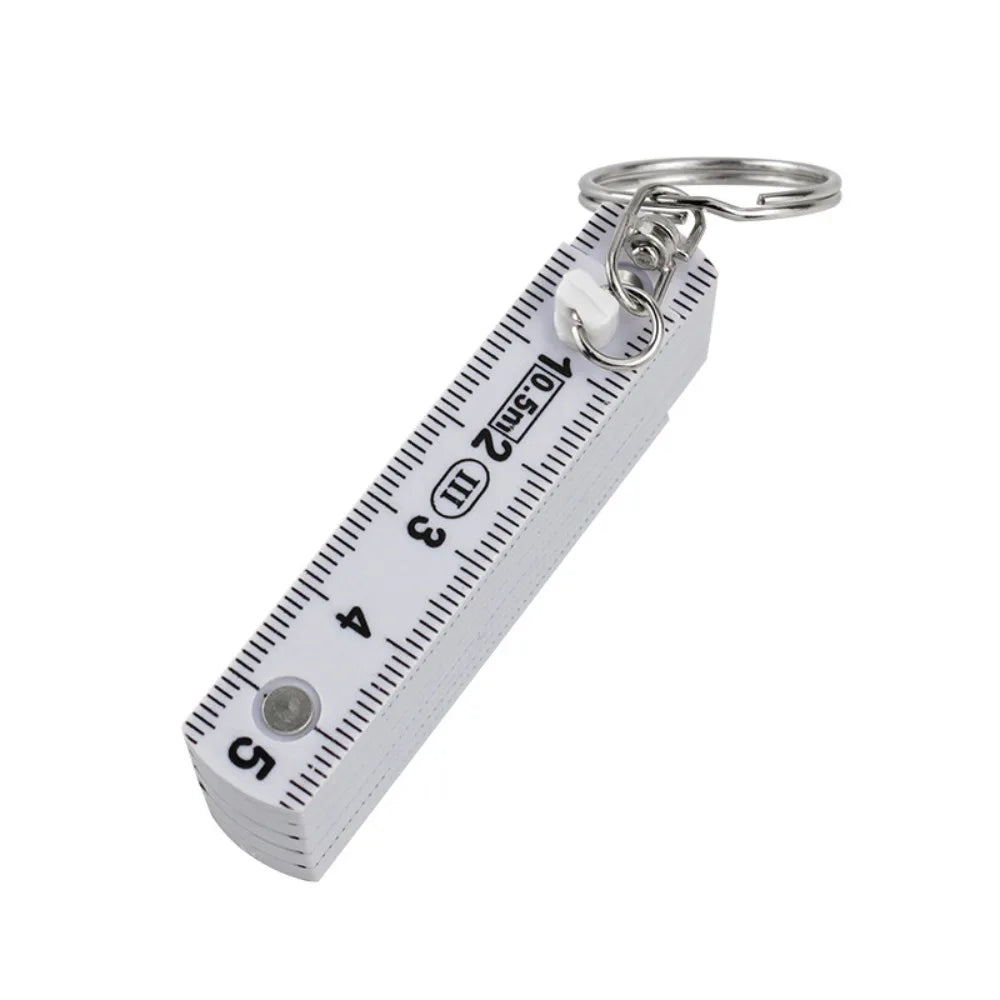 Multi Functional 0.5m 10-Fold Folding Ruler with Keychain Double-sided Scale Plastic Ruler Anti Pinch Gauge DIY Projects
