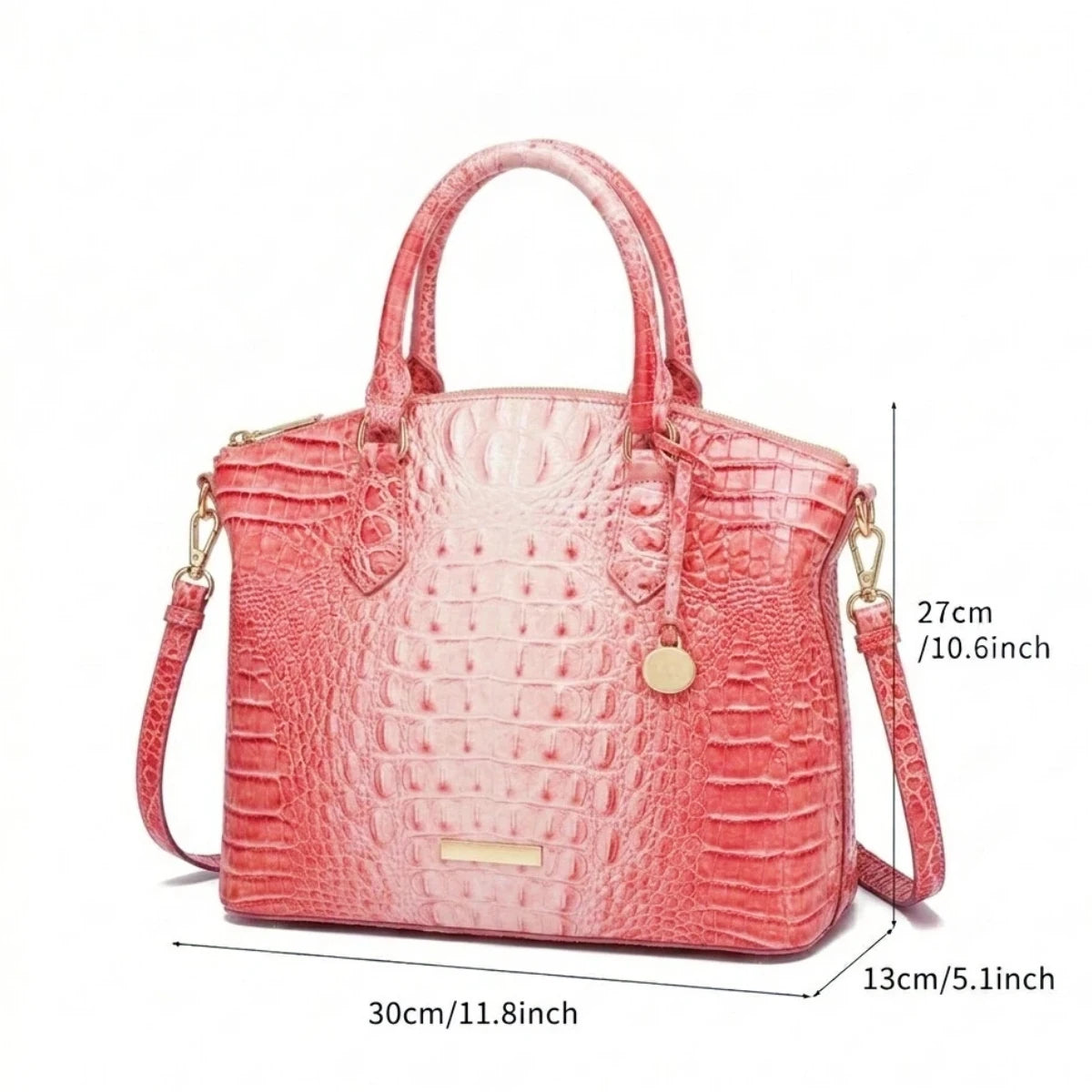 Embossed Dome Tote Bag for Women Convertible Top Handle Shoulder Bag with Detachable Strap Zipper Closure Lightweight Portable Daily Purse Ideal for Outdoor Hiking Camping Travel Weekend Getaway Daily Commute Casual Outing an