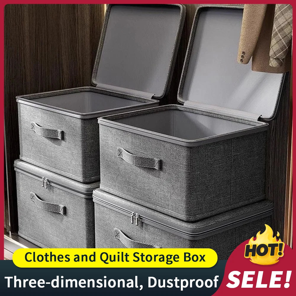 Foldable Storage Box with Lid & Zipper,Pants Jeans Storage Box,Large Capacity Drawer Organizer Box Clothes Organizer for Wardrob