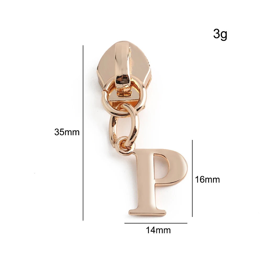 20/50PCS 5# Nylon A-Z English Initial Letter Zipper Puller Slider For Create Personal Logo Bag Purse Trinkets Gift Accessories