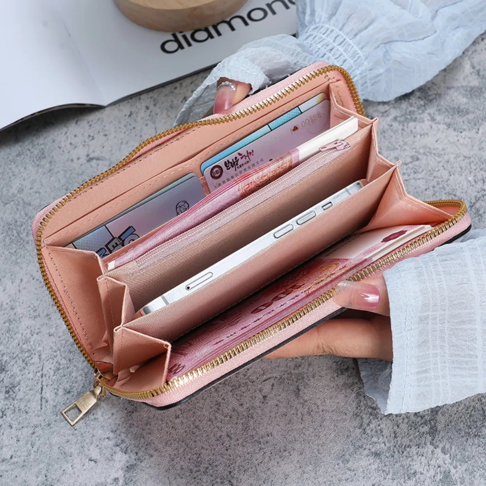 Ladies Holding A Long Wallet 2025 Korean Handbag Multi-function Card Bag Mobile Phone Bag Coin Purse Female Wallet Clutch Bag