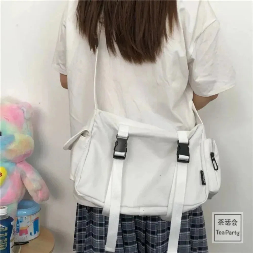Crossbody Bags Canvas Women Youth Men Fashion Casual Large Capacity Handbags Shoulder Bags Solid Color Ladies Messenger Bag
