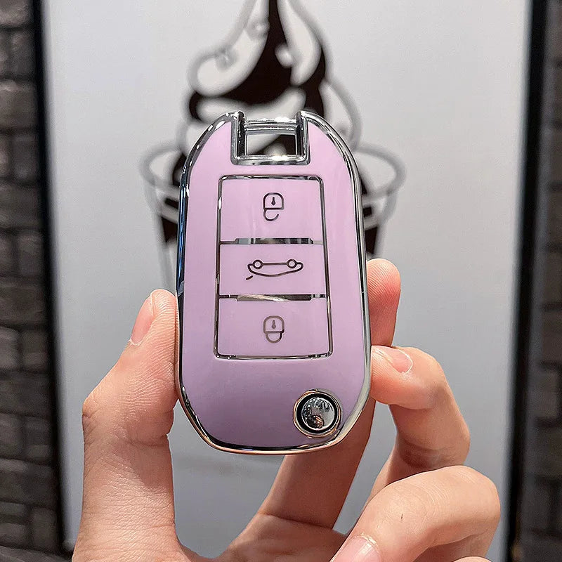 TPU Flip Folding Key Fob Cover Case For Citroen C3 C4 Berlingo 2021 For Peugeot 208 2008 301 308 3008 RCZ 508 408 2008 307