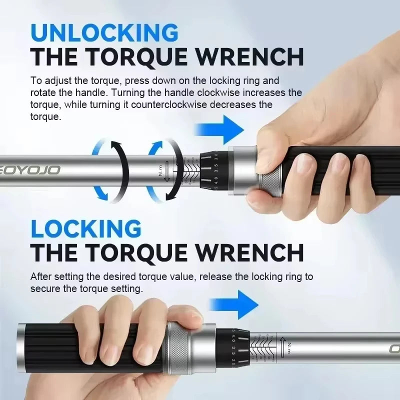 Torque Wrench 1/4 3/8 1/2 Square Drive High Accuracy Torques Key Professional Torque Wrench 50-350N.m Bicycle Automotive Tool