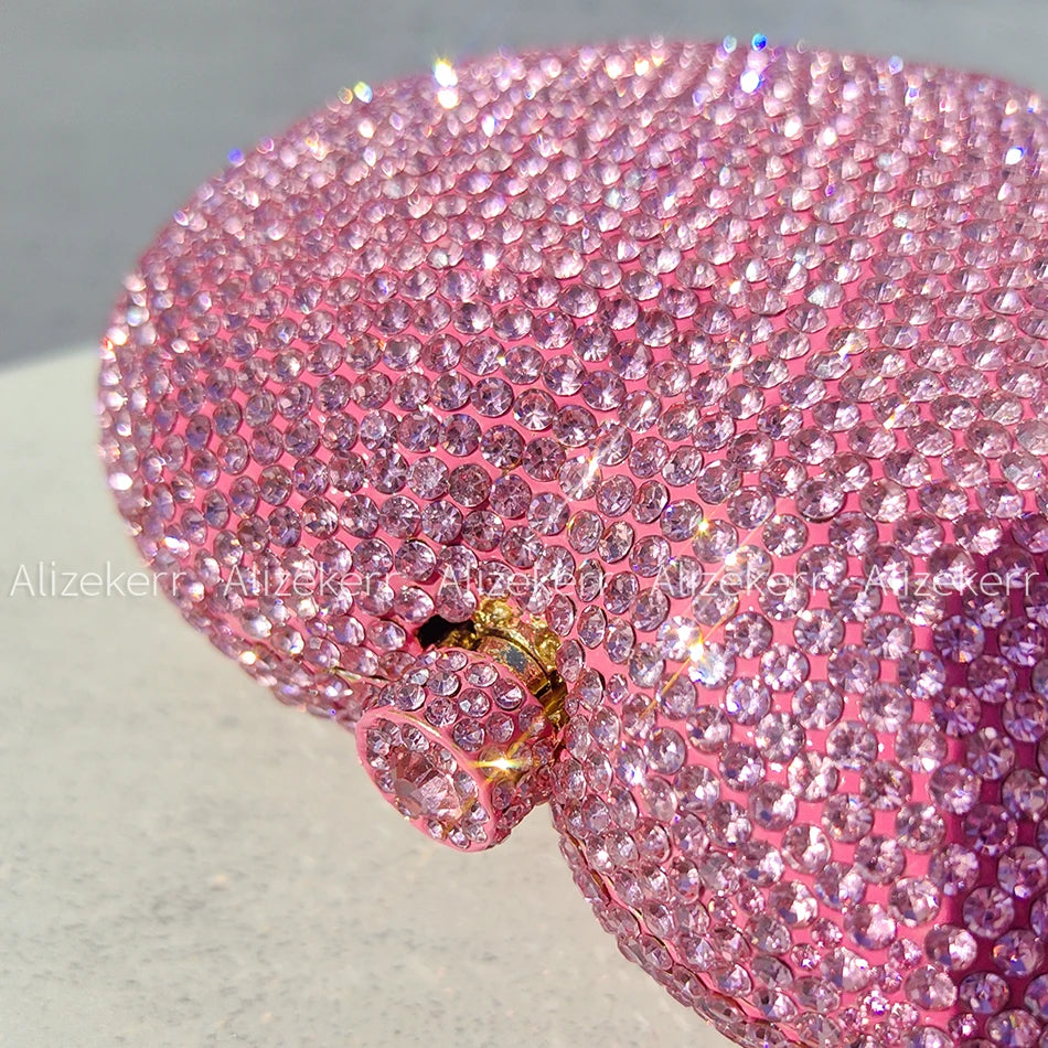 Alizekerr Heart Shaped Crystal Evening Bags Women Boutique Classy Chic Rhinestone Small Clutch Purses And Handbags Wedding Party