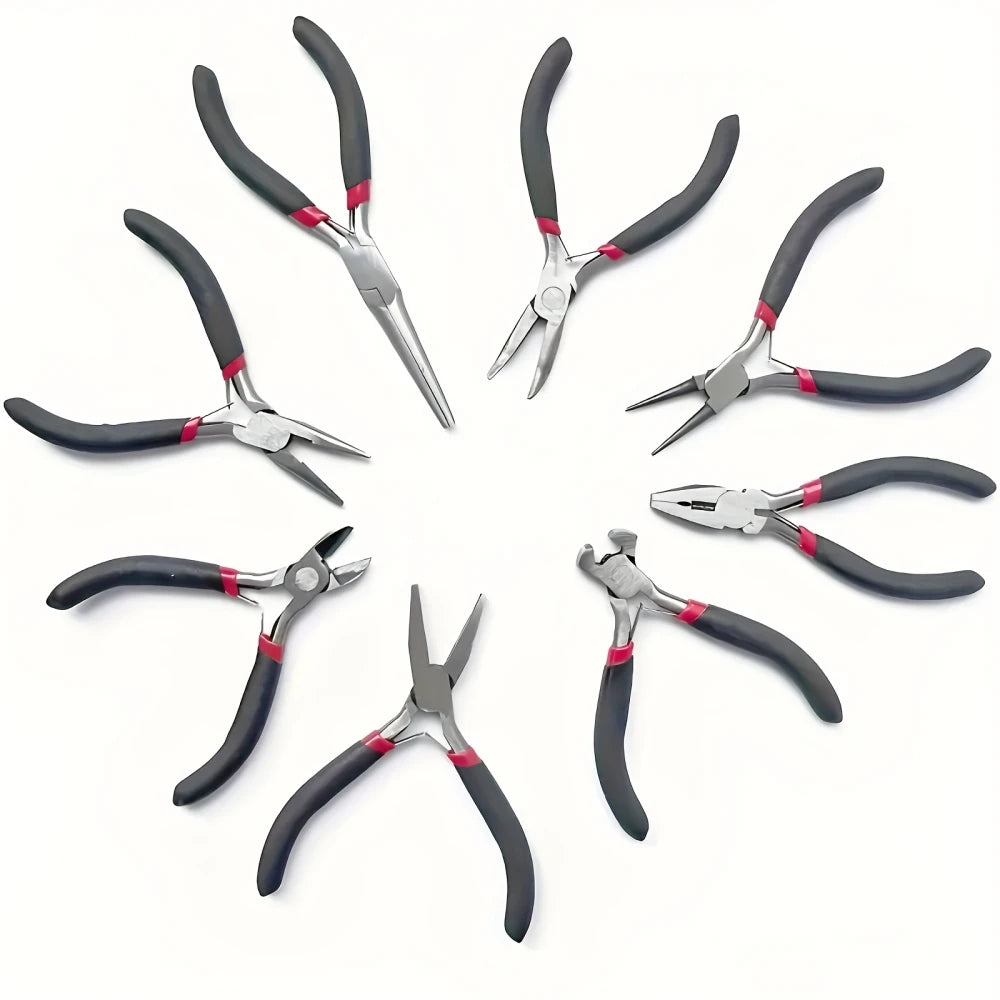 8PCS Jewelry Combination Pliers Kit Mini Hand Tools Storage Packed Carbon Steel Metalworking