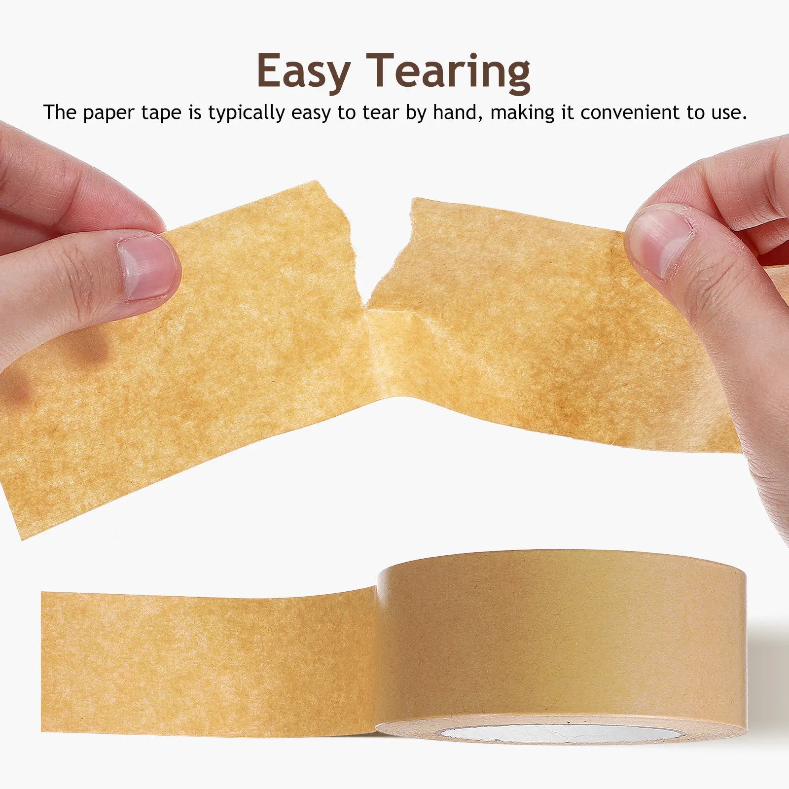 Brown Kraft Paper Tape Roll Secure Adhesive Heavy Duty Packing Tape Writable Surface Hand Tearable for Shipping Packaging