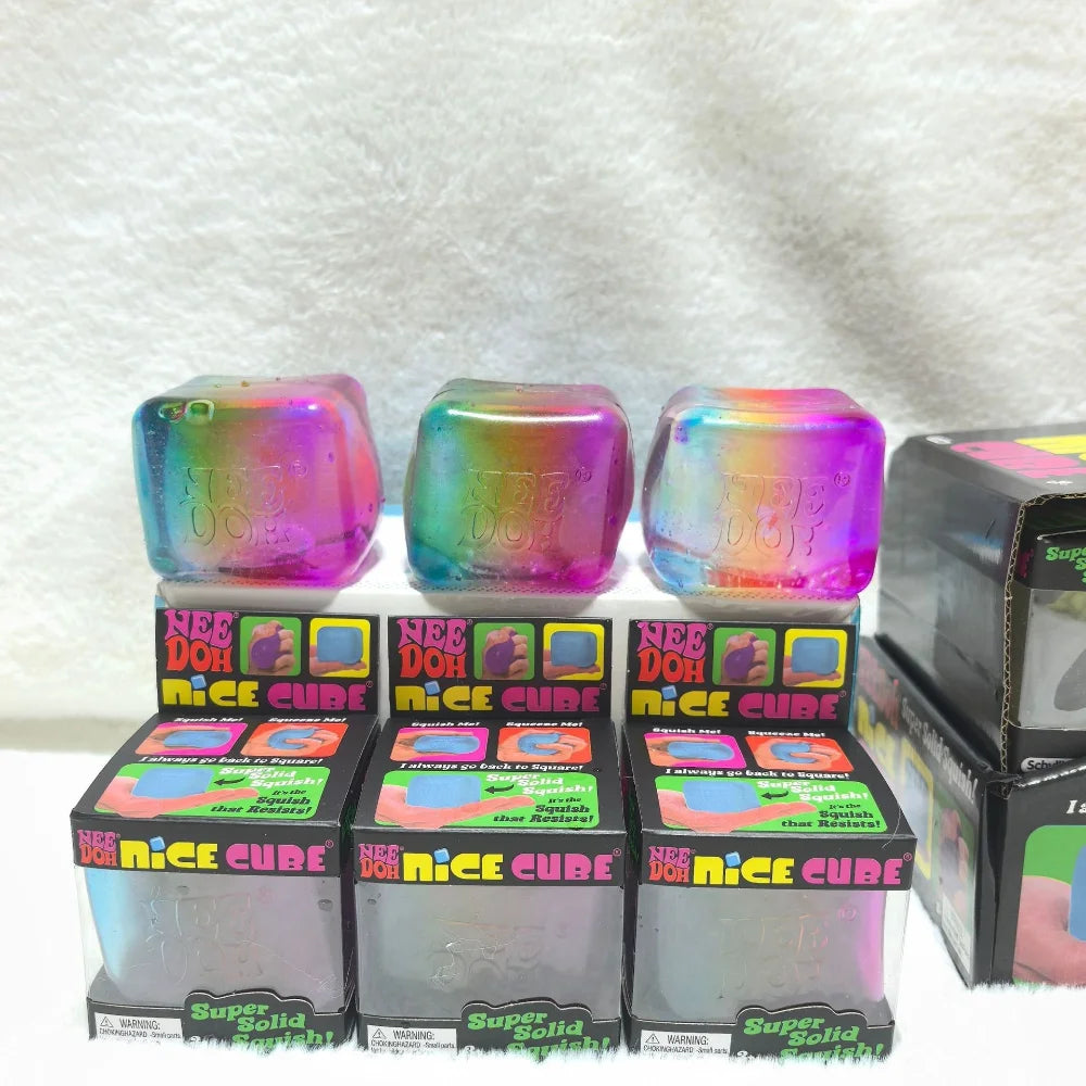 Schylling NeeDoh Rainbow Cube Squishy Fidget Toy CubeStress Relief and Fingertip Release Toy Sensory Stress Reliever Fidget Tool