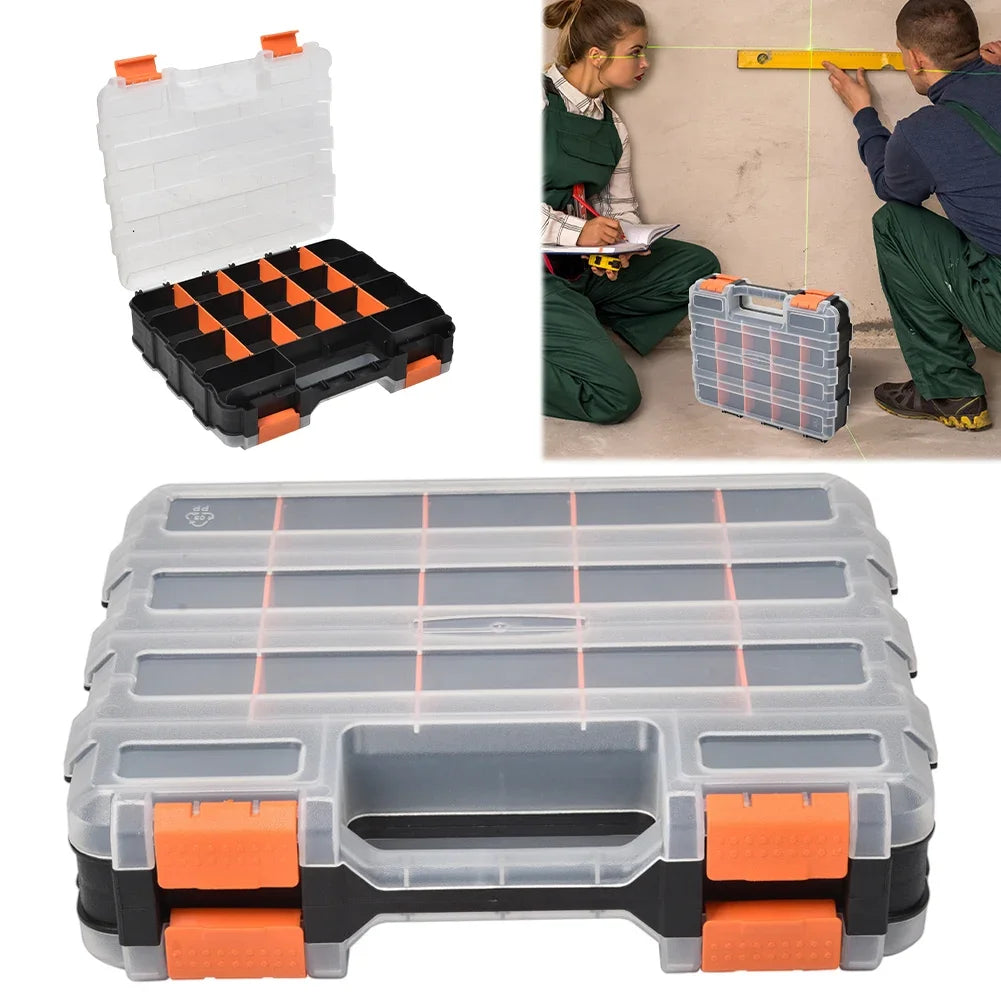 Double Side Tools Box Organizer Tool Storage Box Multifunctional Portable Tool Box Toolbox Container for Screws Nuts Small Parts