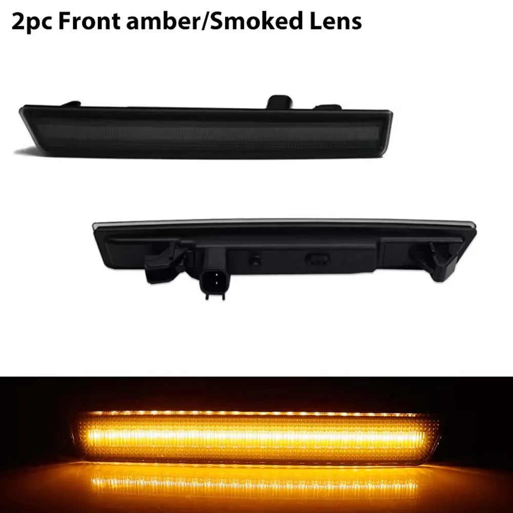 Smoked Lens Front Amber Rear Red LED Car Bumper Side Marker Turn Signal Lights Fender Flare Lamps For Dodge Challenger 2015-2023