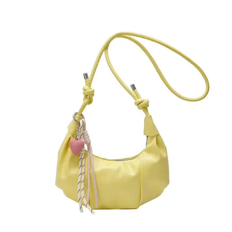 Fashionable Dumpling Shape Shoulder Bag For Women Street Trend PU Material Zipper Opening Crossbody Purse For Daily Use