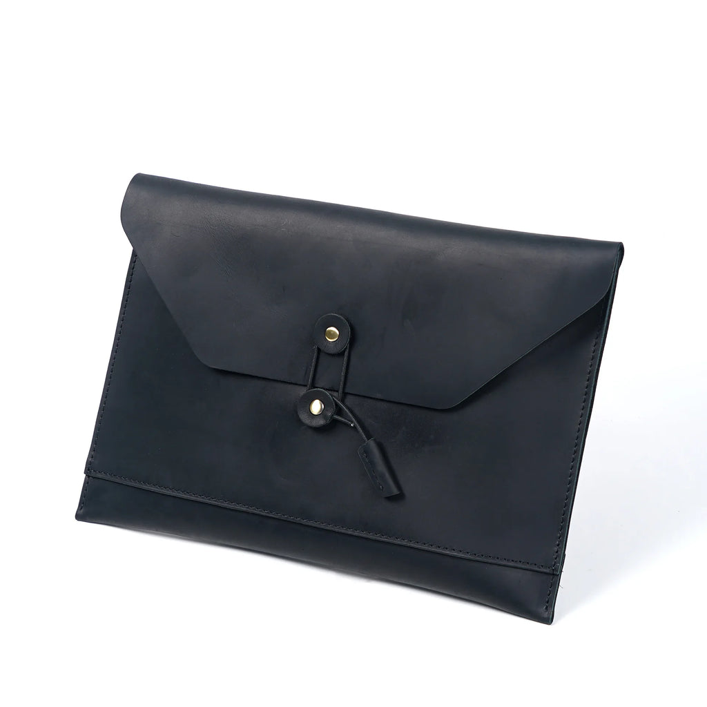 Vintage Top-Grain Leather iPad Case - Multi-Function Laptop Briefcase with Card Slots & File Organizer