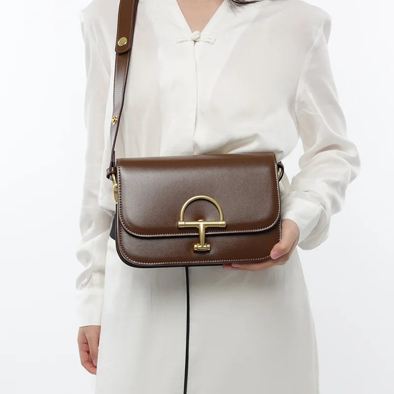 Luxury Brand Popular Classic Elegant Leather Diaper Bag High-End Minimalist Square Satchels for Women