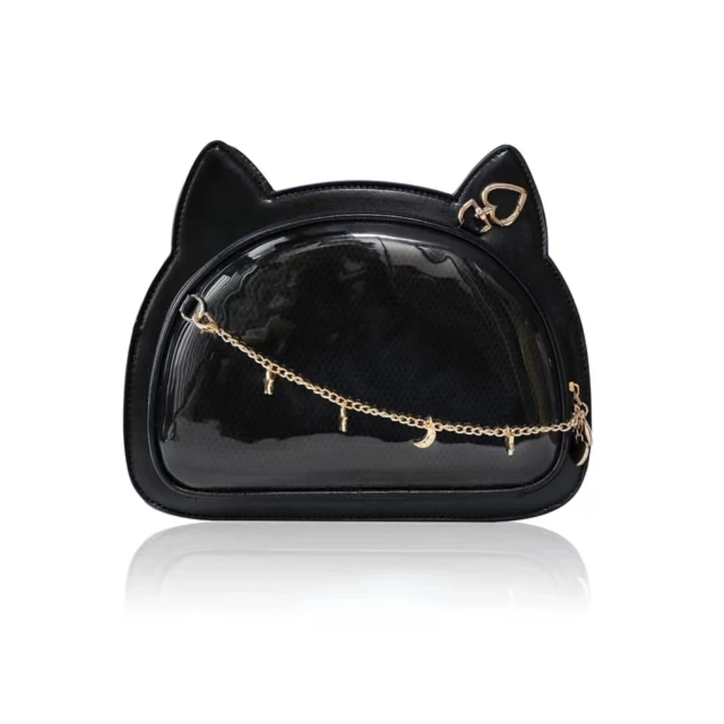 Y2K Cute Sweet Cat Ita Bag Japanese Lolita Transparent Crossbody Kawaii Party Shoulder Bag Badge Display Messenger Bag For Girls