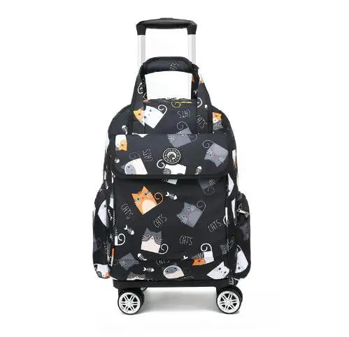 Women Carry On Rolling Duffel Bag with wheels Women travel trolley bag wheeled Backpack bag Travel Luggage Suitcase Baggage Bag