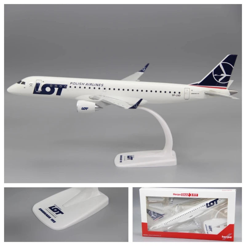 1/100 Scale E-175 E195 LOT Polish Air Airline Aircraft Assembly Plane Model Airplanes Toy Collection Display Gifts With Base