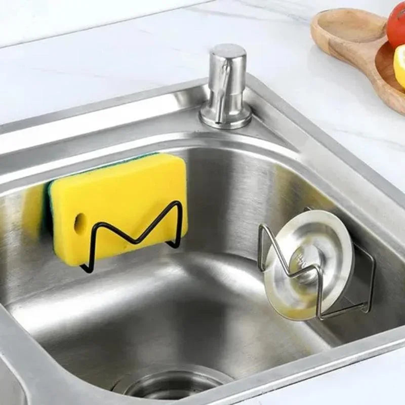 1 Pcs Stainless Steel Sink Sponges Holder Kitchen Self Adhesive Drain Drying Shelf Kitchen Accessories Storage Holder Wall Hooks