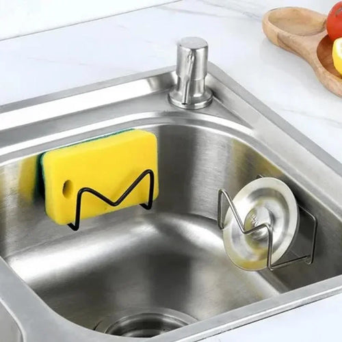 1 Pcs Stainless Steel Sink Sponges Holder Kitchen Self Adhesive Drain Drying Shelf Kitchen Accessories Storage Holder Wall Hooks
