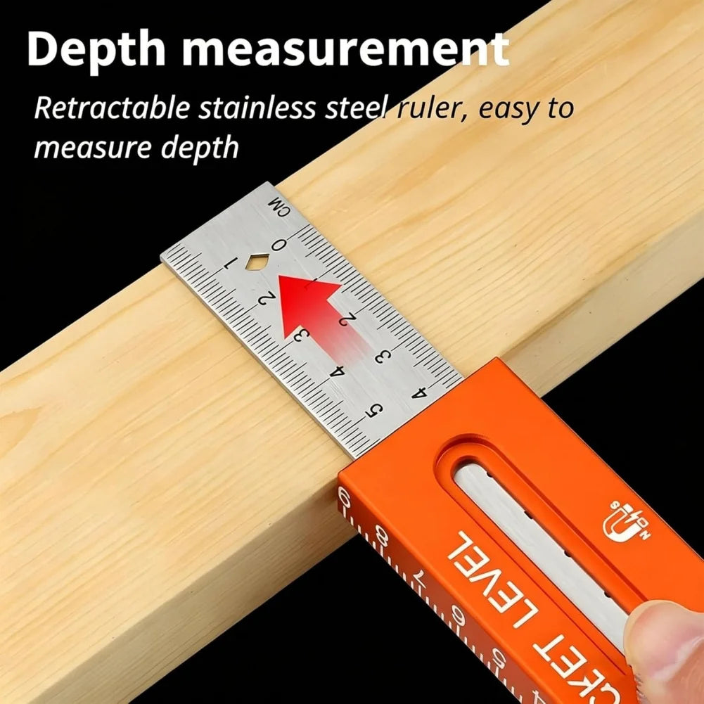 Aluminum Alloy Layout Tool with Stainless Steel Ruler Edge Rotatable Design and Dual Scale Readings for Accuracy