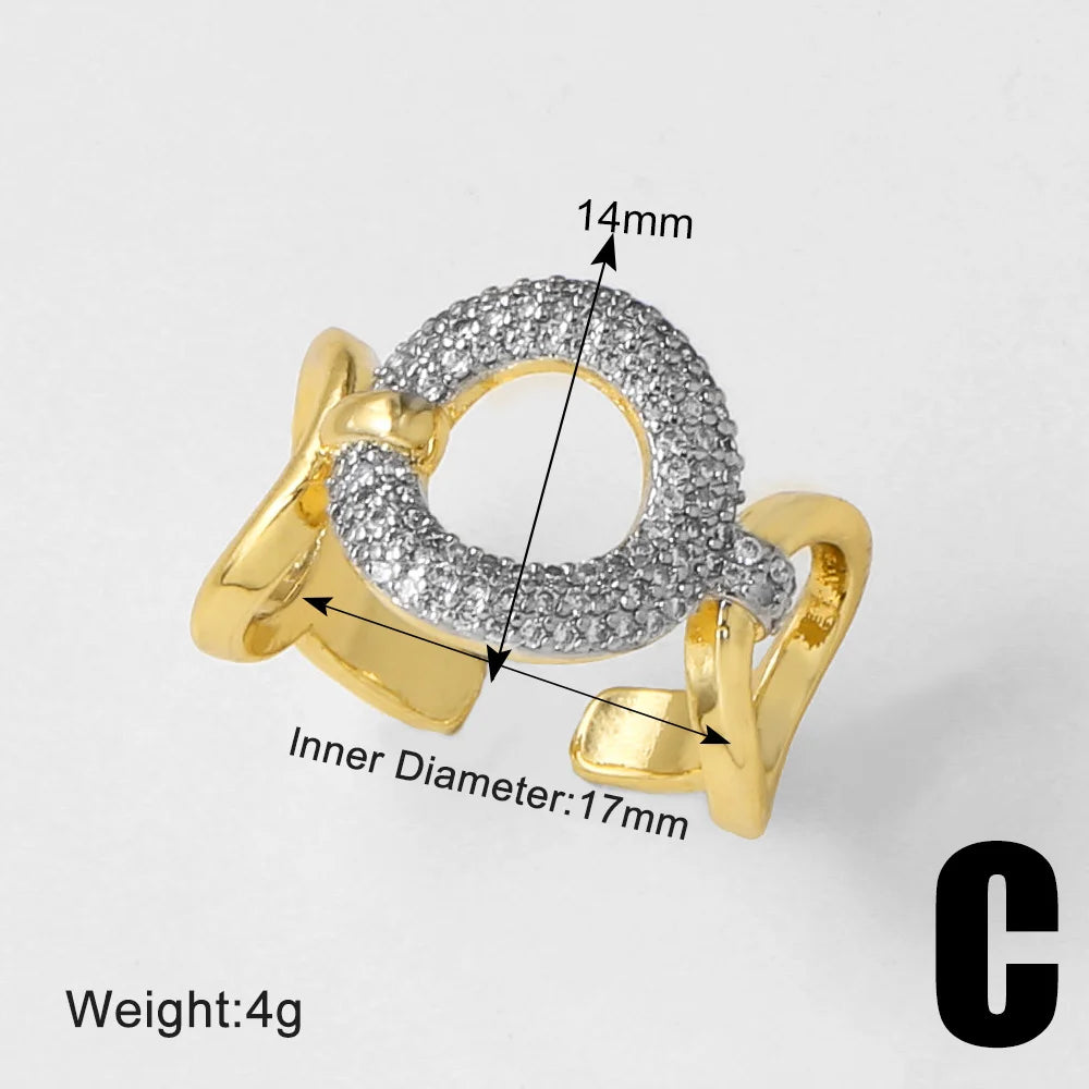 OCESRIO White Crystal Color Block Finger Statement Women Rings Copper Gold Plated Adjust Open Ring Women Fashion Jewelry righ49