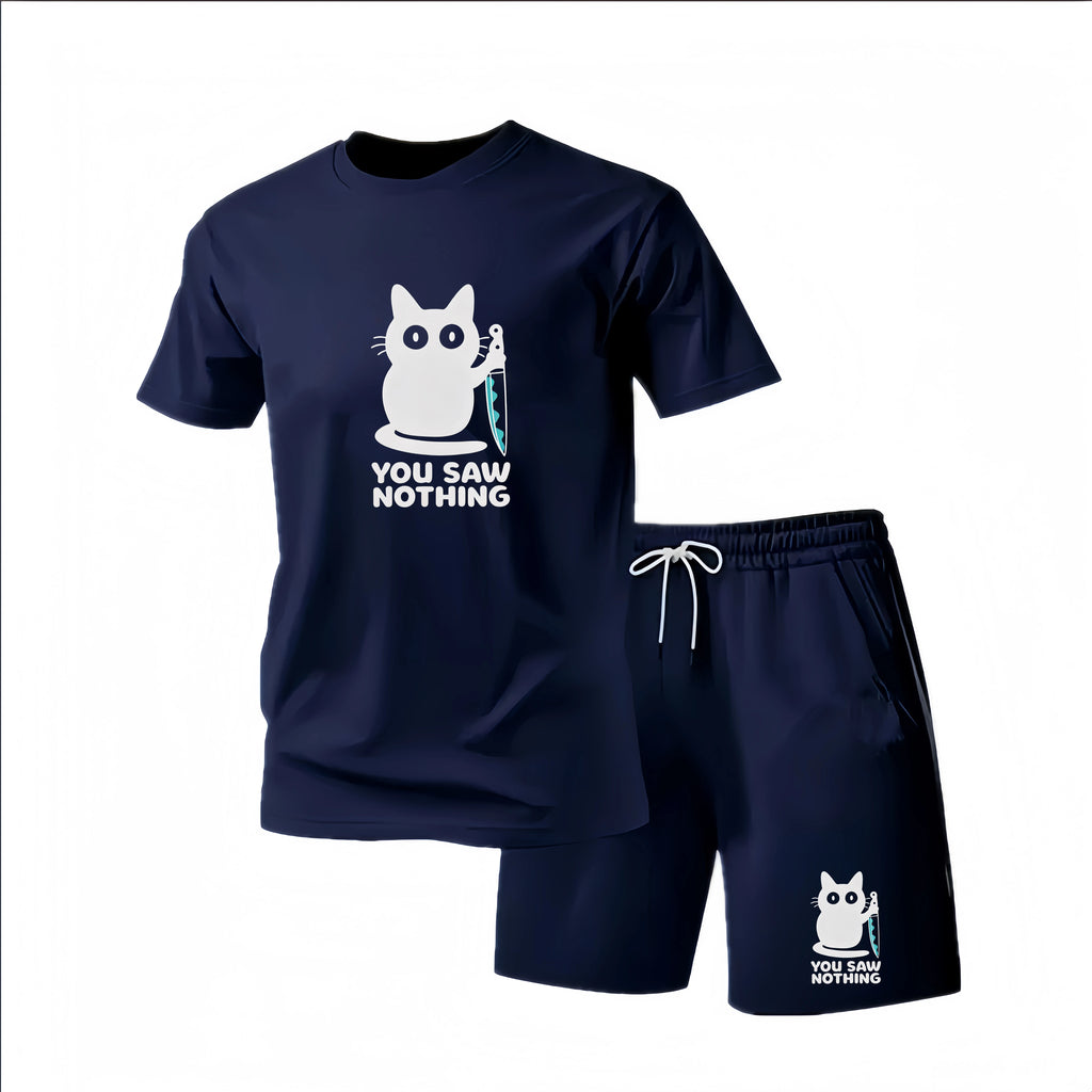 New Summer Sportswear Men's Suit Fashion Two-Piece Sports Fitness Running Casual Quick Drying Short Sleeved Shorts Set Men