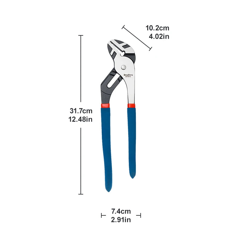 Water Pump Pliers CRV Steel Heat Treated Multi Position Adjustable Groove Joint Pipe Wrench High Torque PVC Grip 8 10 12 16 Inch
